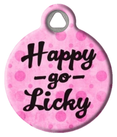 Happy Go Licky Pink Pet ID Tag