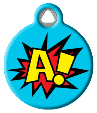 Comic Book Monogram Pet ID Tag