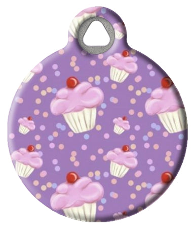 Lilac Cupcake Print Pet ID Tag