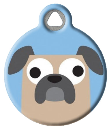 Buggy Pug Dog Tag - Blue