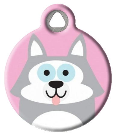 Cute Husky Dog ID Tag - Pink