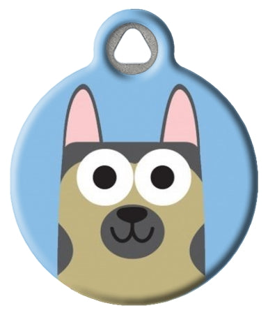 Cute German Shepherd Dog ID Tag - Blue