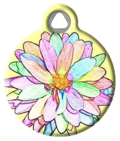 Sketched Flower Pet ID Tag