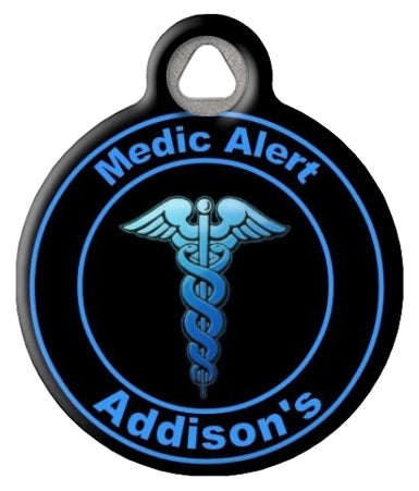 Medical Alert Addison's Pet ID Tag - Blue