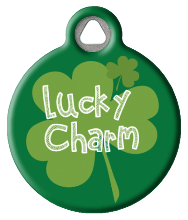 Green Lucky Charm Shamrock | St Patricks Day Pet ID Tag