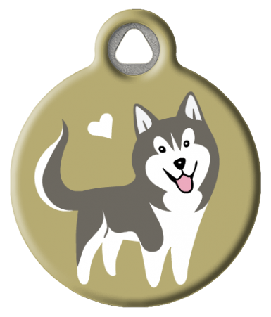 Cute Siberian Husky Dog ID Tag