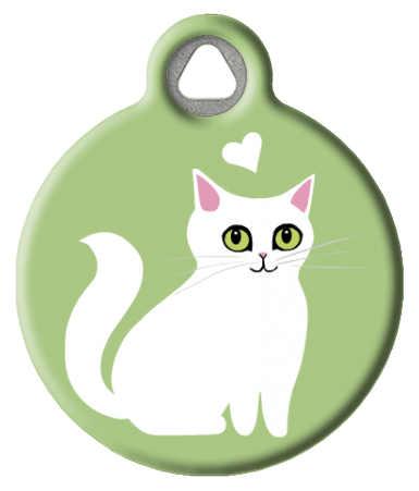 White Kitty Cat ID Tag