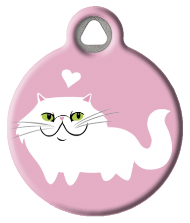 Cute White Persian Cat ID Tag