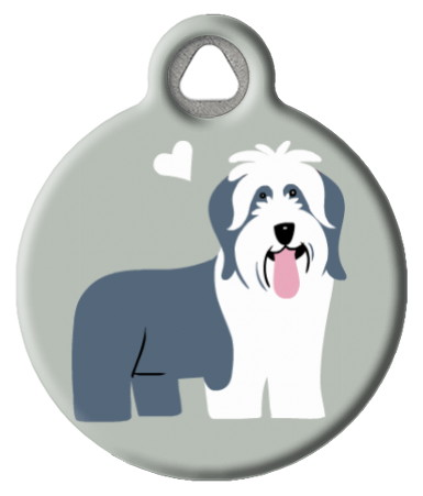 Bearded Collie Dog ID Tag - Heart