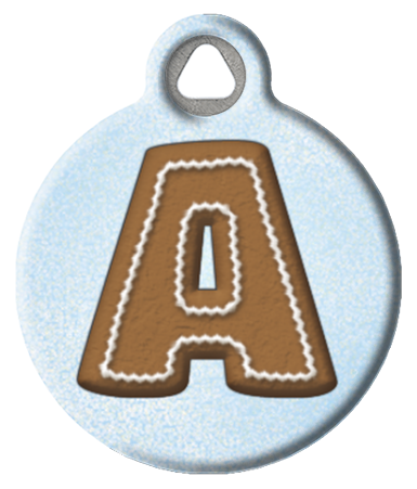 Gingerbread Monogram A-Z Christmas Pet ID Tag