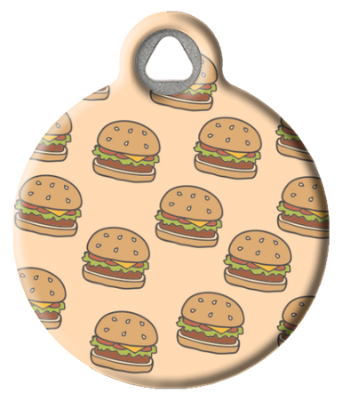 Hamburger Pattern Pet ID Tag