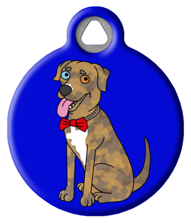 Cartoon Brindle Pit Bull Dog ID Tag