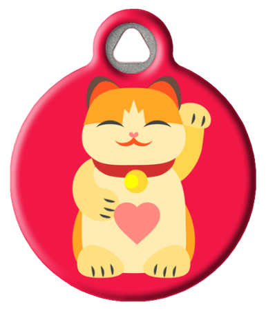 Lucky Maneki Neko Cat Pet ID Tag