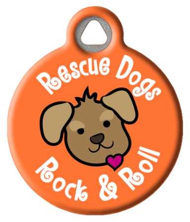 Cute Rescue Dogs Rock & Roll Dog ID Tag