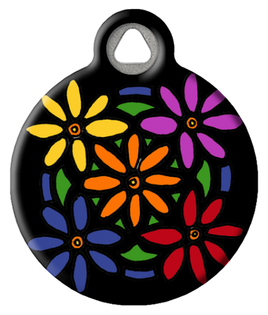 Colorful Daisy Flowers Pet ID Tag