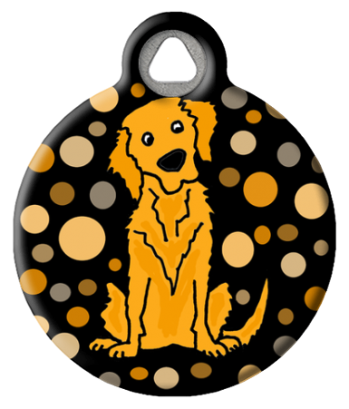 Cartoon Golden Retriever Dog Name Tag