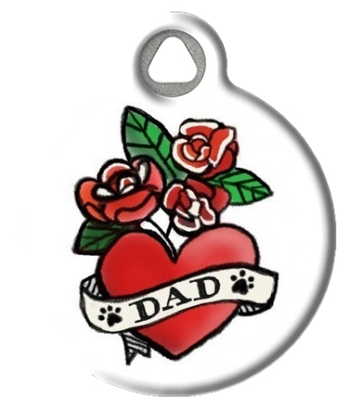 I Love Dad Dog ID Tag | Tattoo Art Pet Tag