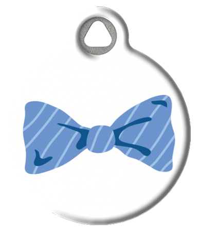 Bow Tie Pet ID Tag Blue Stripe