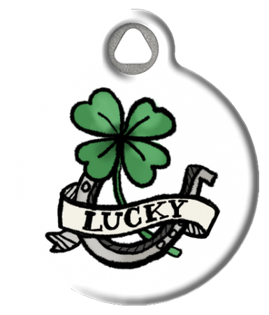 Lucky Charm Four Leaf Clover Tattoo Pet ID Tag