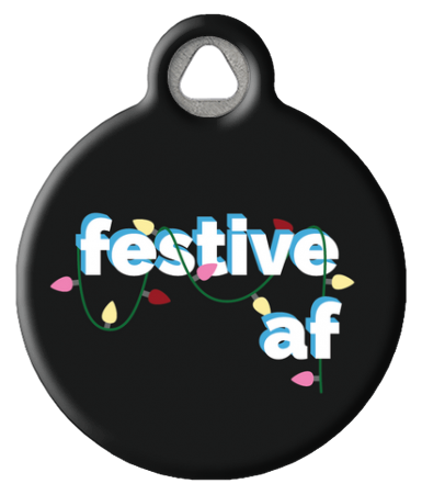 Festive AF Holiday Pet Tag | Christmas Lights - Black