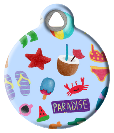 Cute Beach Theme Pattern Pet ID Tag