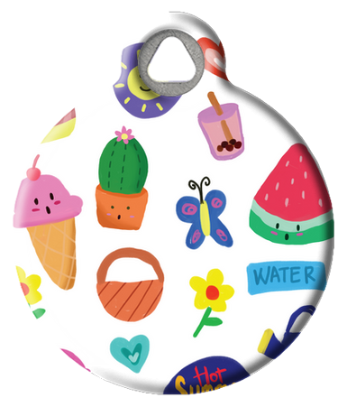 Fun Summer Icons Pattern | Ice Cream Vacation Pet ID Tag