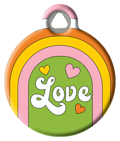 Colorful 70s Love Retro Pet ID Tag