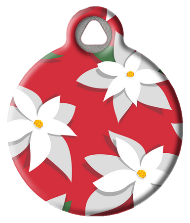 Poinsettia Flower Pattern Pet ID Tag