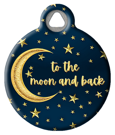 Cute To The Moon and Back / Moon and Stars Pet ID Tag