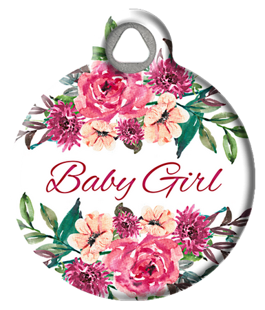 Pink Roses Baby Girl Pet Tag