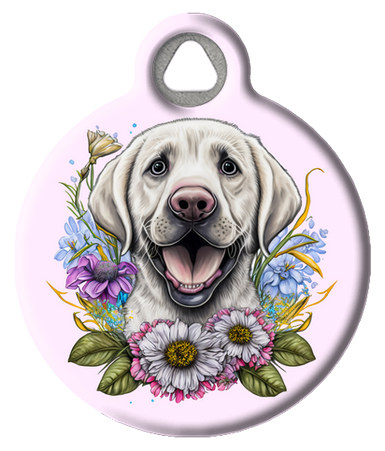 Floral Labrador Retriever Pet ID Tag