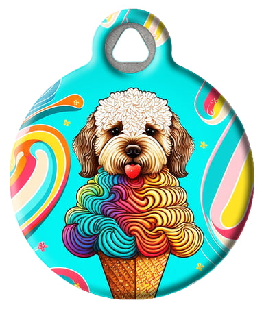 Retro 80s Ice Cream Cone Pup Pet ID Tag