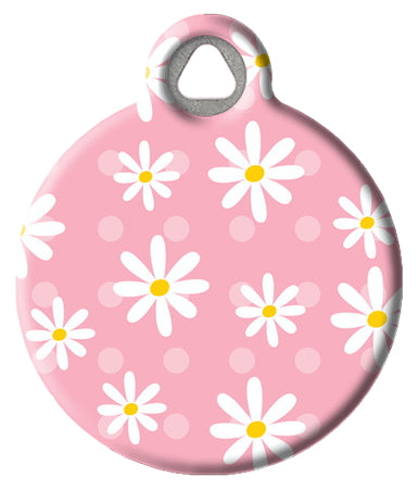 Pink Daisy Dot Pet ID Tag