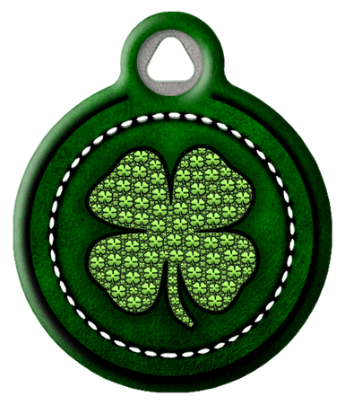 Green Faux Leather Printed St Patricks Day Shamrock Pet Tag