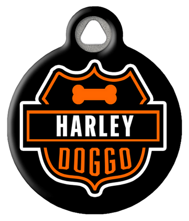 Harley Parody Name Dog Collar Tag