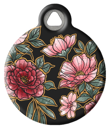 Floral Tattoo-Inspired Pet ID Tag