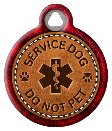 Red Faux Leather Service Dog Tag - Do Not Pet