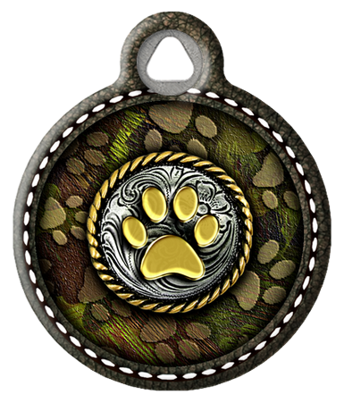 Urban Camo Pattern Paw Designer Pet ID Tag