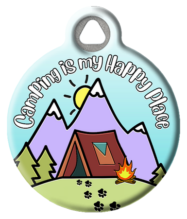 Camping Is My Happy Place Pet ID Tag