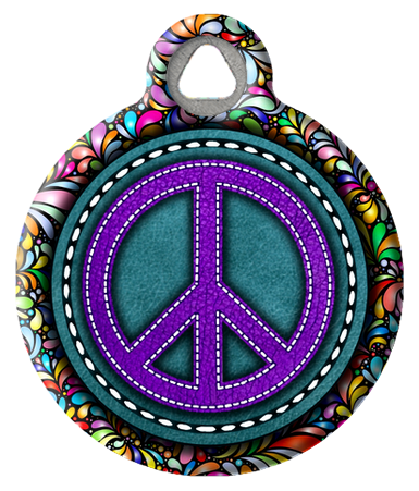 Hippie Peace Symbol Pet ID Tag