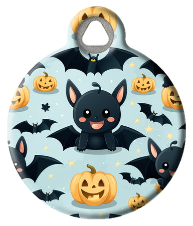 Smiling Bats and Jack O' Lanterns Halloween Pattern Pet ID Tag