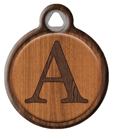 Faux Wood Monogram Pet ID Tag